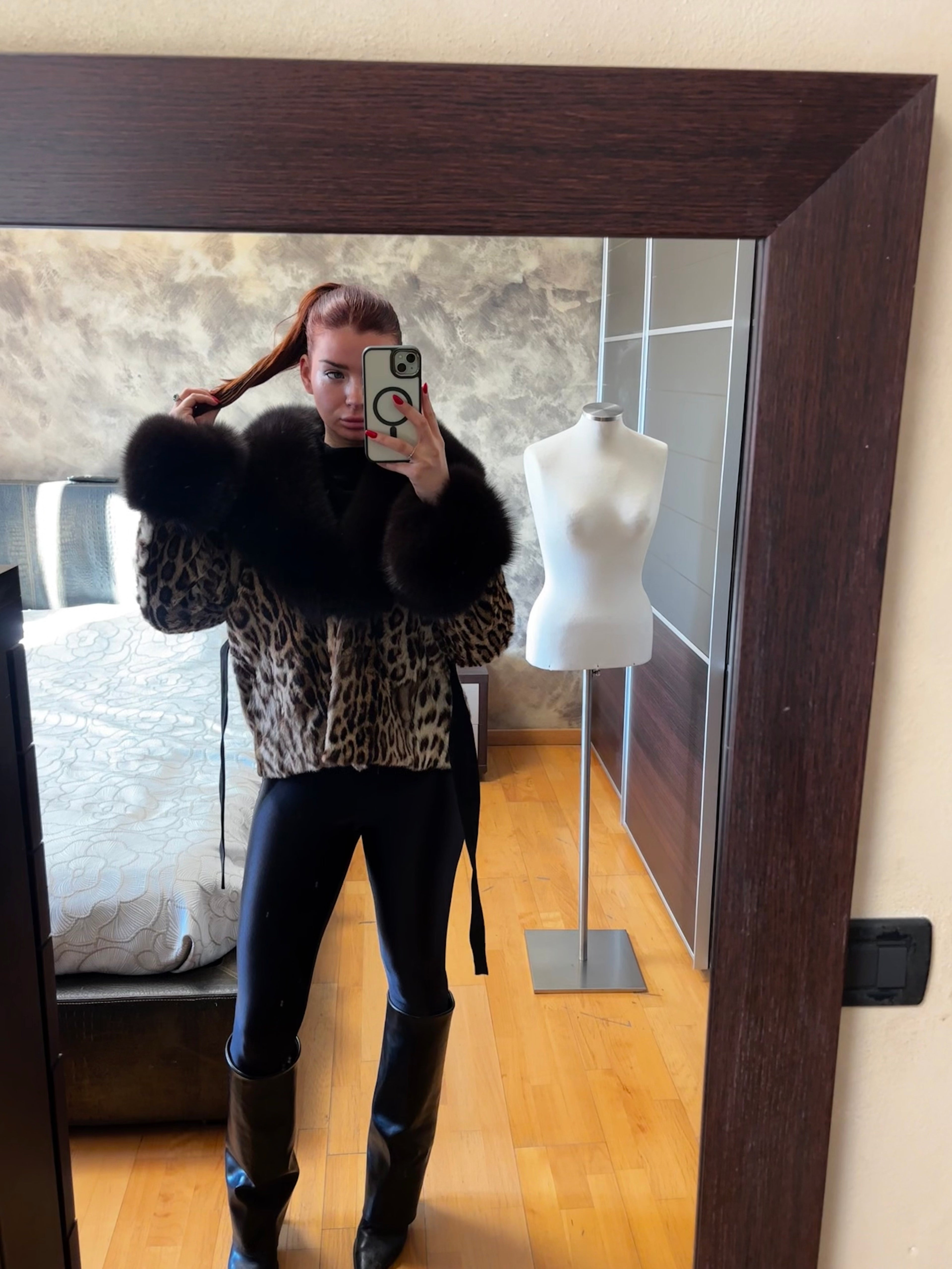 Giacca in ocelot e volpe